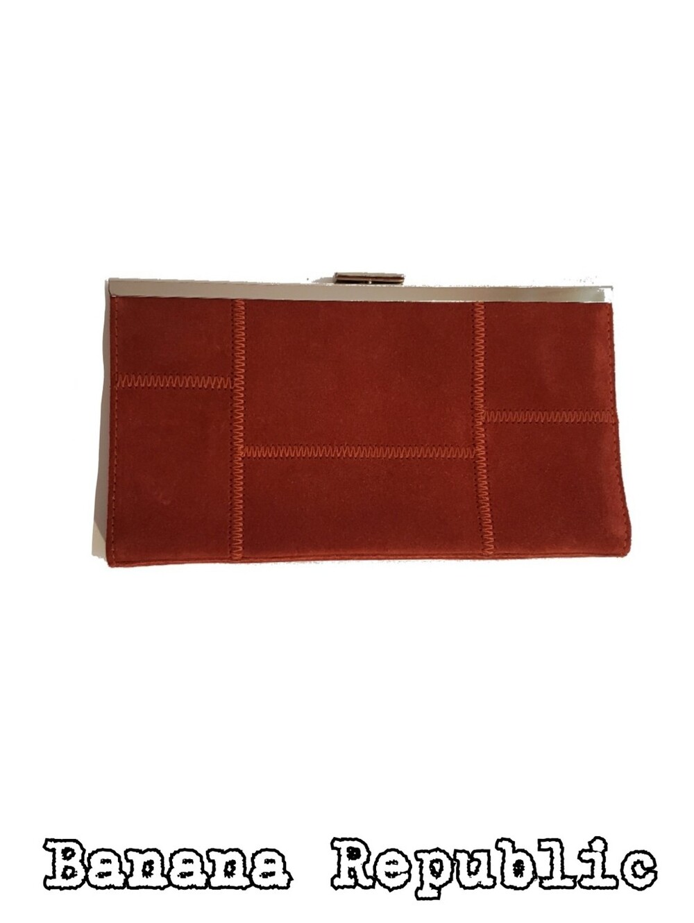 Banana Republic Rust Suede Frame Clutch